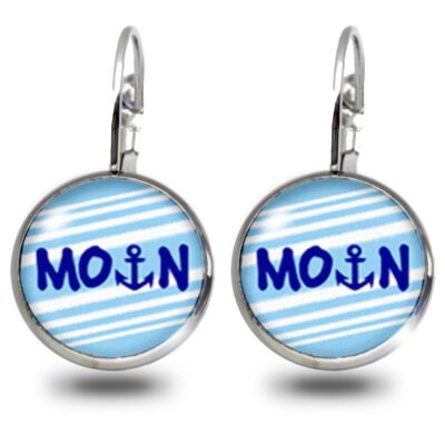 Hängende Anker Ohrringe/Modeschmuck mit Schriftzug ‘Moin’