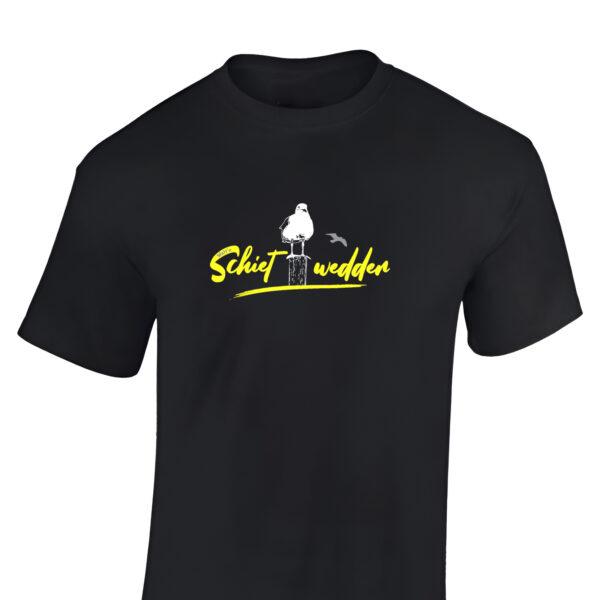 Herren Schietwetter Shirt mit Möwe und Spruch ‘Watt’n Schietwedder’ | Typisch plattdeutsche Geschenke