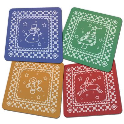 Einzigartige Weihnachtsuntersetzer als weihnachtliche Tischdeko | 4er Set | 9×9 cm | quadratisch