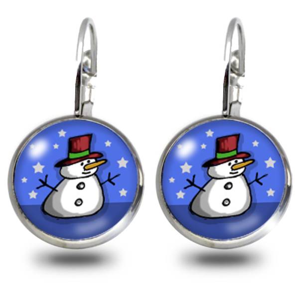 Niedlicher Ohrschmuck für Damen mit Schneemann Winter-Motiv im 2er Set | Ohrringe hängend