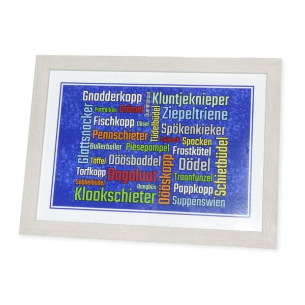 Dekoratives Poster mit Norddeutschen Schimpfwörtern auf Plattdeutsch im Rahmen | A4 Format