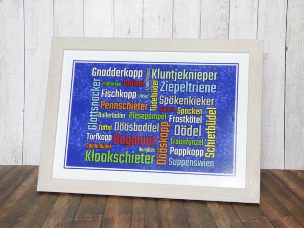 Plattdeutsche Schimpfwörter als Poster im Rahmen