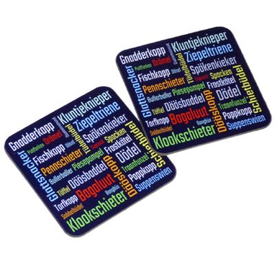 Lustige Untersetzer auf Plattdeutsch mit norddeutschen Schimpfworten | 2er Set | quadratisch