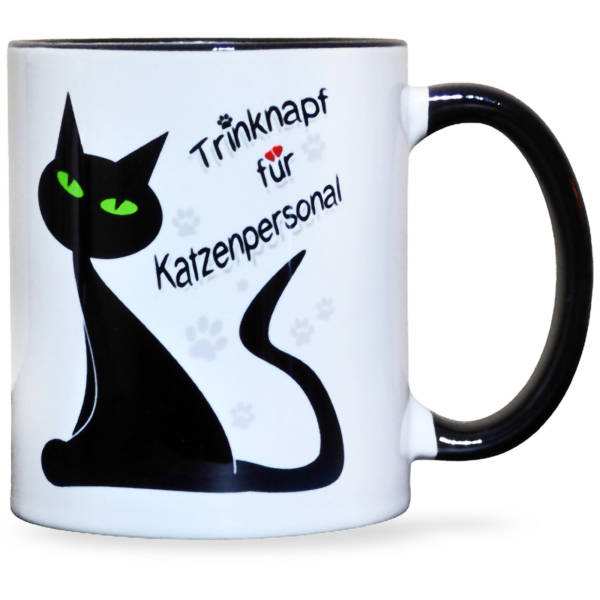Tasse mit schwarzer Katze als Katzen-Motiv lustig aus Keramik