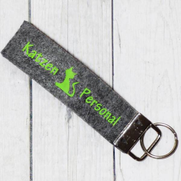 Schlüsselanhänger aus Filz, mit witzigem Spruch bedruckt