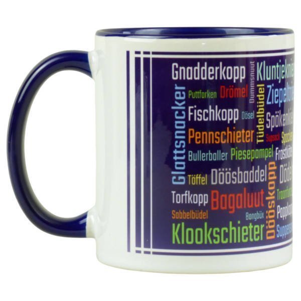 Kaffeebecher mit Schimpfwörtern auf Norddeutsch