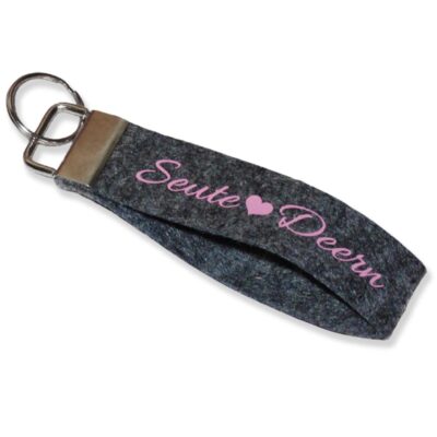 Schlüsselanhänger aus 2-lagigem Filz mit Beschriftung auf Plattdeutsch ‘Seute Deern’ für Damen, Frauen und Mädchen