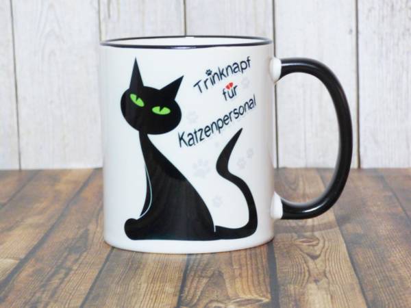 Tasse mit Katze und Spruch bedruckt