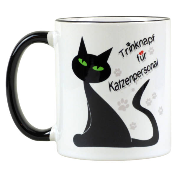 Kaffeebecher mit Katzenmotiv und lustigem Spruch