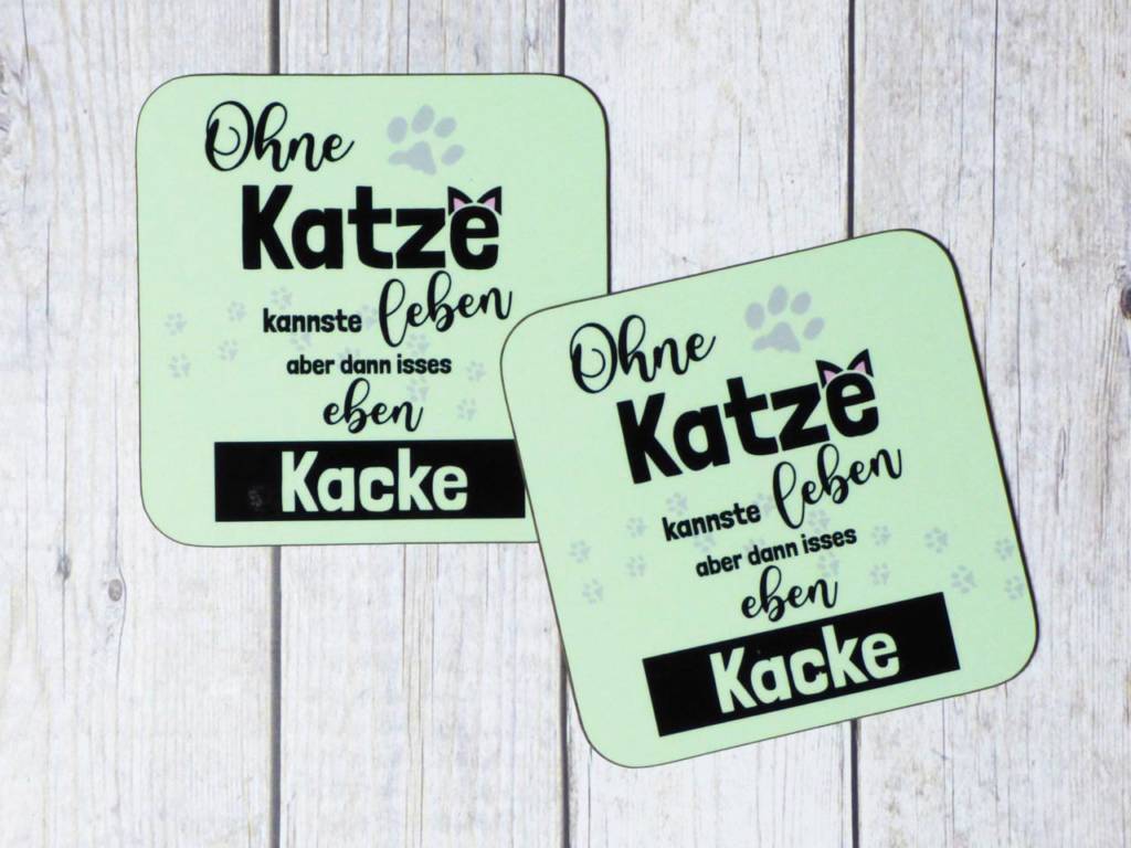 4er-Set Lustige Tier Warnschilder - Katze Kotzschild & Hundekot