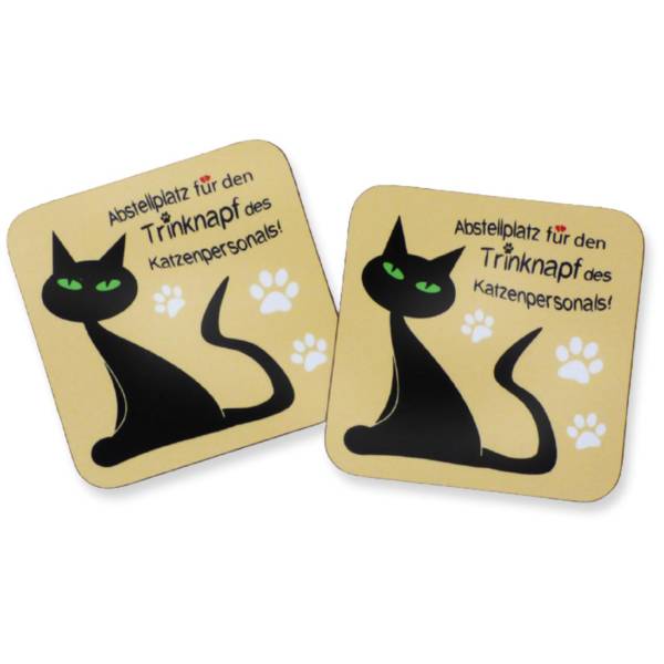 Niedliche Katzen Untersetzer mit Spruch als tolles Geschenk für Katzenliebhaber | 2er Set | quadratisch