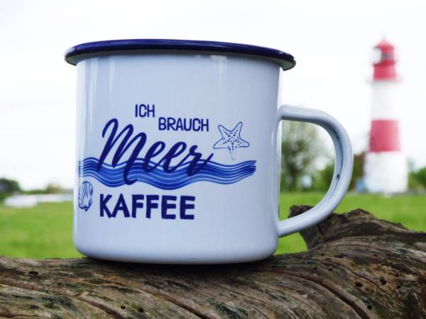 Norddeutsches Motiv auf Emaille Tasse