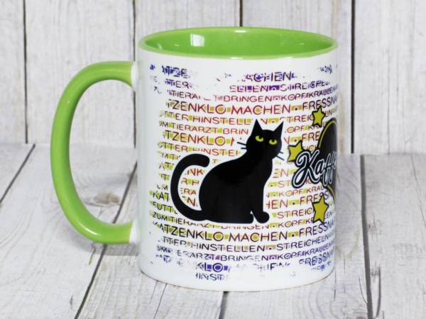 Tasse schwarze Katze mit Spruch