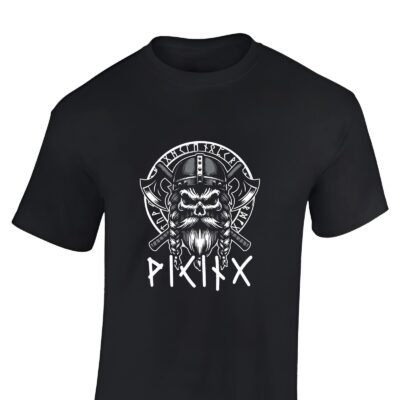 Cooles Wikinger T Shirt Herren mit Krieger und Runen | Wikinger Merch für Männer | 100% Baumwolle