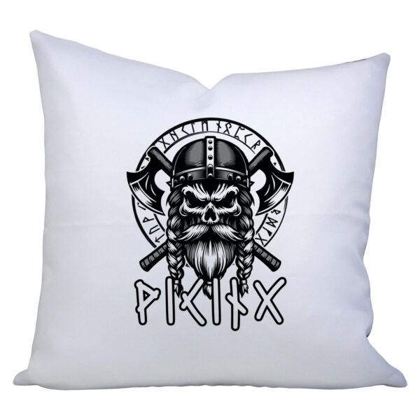 Deko Wikinger Kissen mit Totenkopf Krieger und Runen