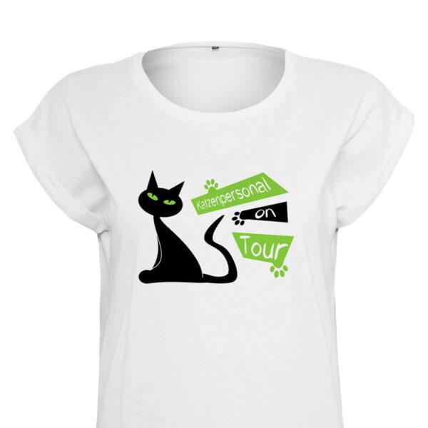T Shirt mit Katzenmotiv und Spruch ‚Katzenpersonal on Tour‘ | Niedliches Geschenk für Katzenmamas