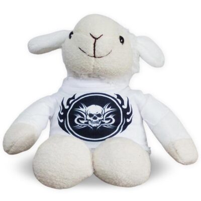Niedliches Plüschtier mit Totenkopf und Tribals auf dem kleinen T-Shirt | ca. 20cm Sitzhöhe