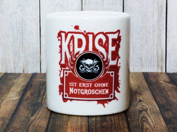 Spardose mit Totenkopf und Tribals