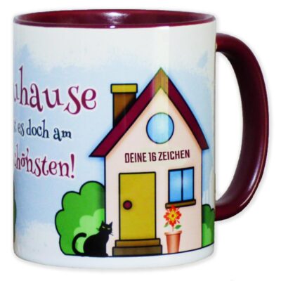 Individuelle Tasse ‘Zuhause ist es am schönsten’ mit bis 16 Buchstaben anpassbar