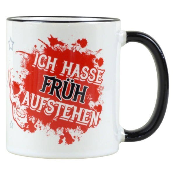 Lustige Bürotasse aus Keramik mit Motiv: ‘Ich hasse früh aufstehen’