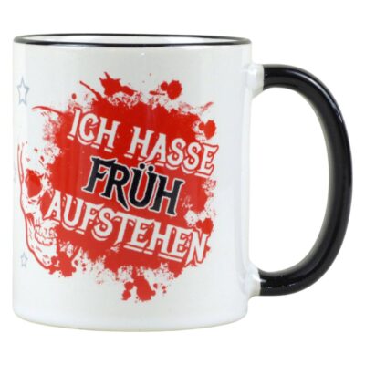 Lustige Bürotasse aus Keramik mit Motiv: ‘Ich hasse früh aufstehen’