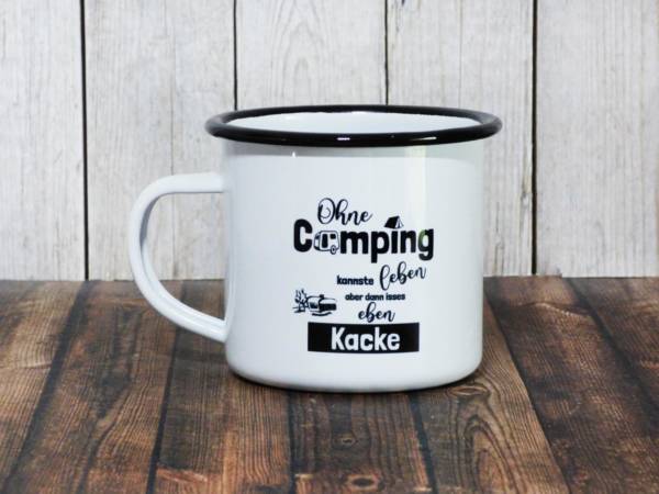 Emaille Tasse Camping Motiv