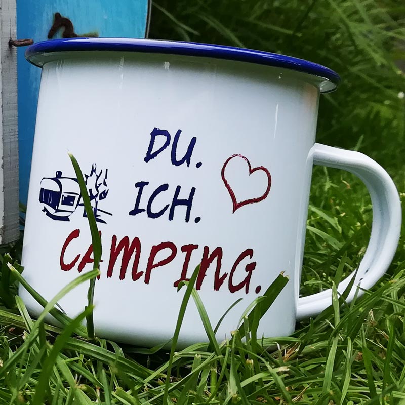 Emaille Becher Tasse sprüche Auswärts sind wir asozial Fans festival bus Camping 
