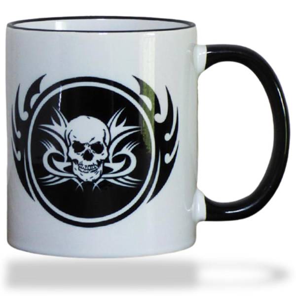 Totenkopf mit Tribals Keramikbecher