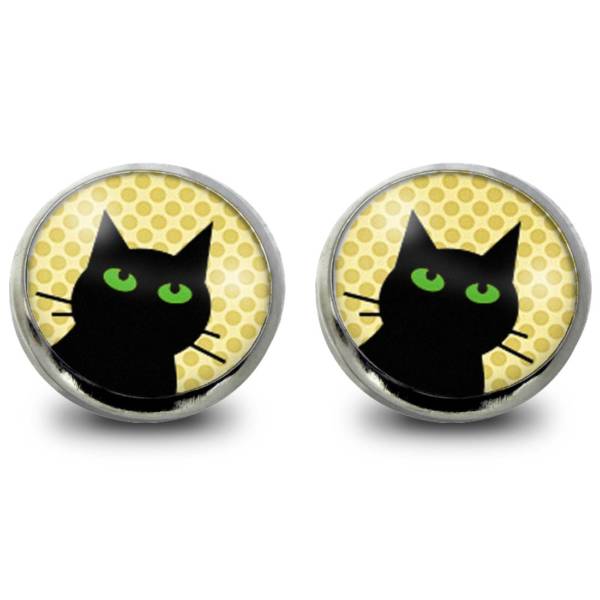 Katzen Ohrringe Stecker Modeschmuck aus Edelstahl 12mm