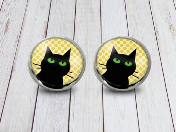 Ohrstecker schwarze Katze