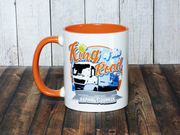 Kaffeebecher Trucker King of the Road Asphalt Junkie
