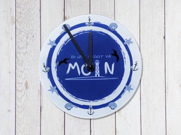 Maritime Wanduhr mit Moin Motiv