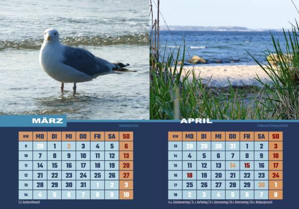 Fördeblau Kalender März und April