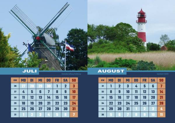 Fördeblau Kalender Juli und August