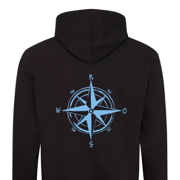 Maritimer Kompass Pullover mit Kapuze | Hoodie typisch norddeutsch | 3 Farben des Aufdrucks wählbar