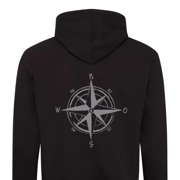 Maritimer Kapuzen Pullover mit Kompassrose bedruckt | 3 Farben erhältlich | Unisex, zweifarbig grau