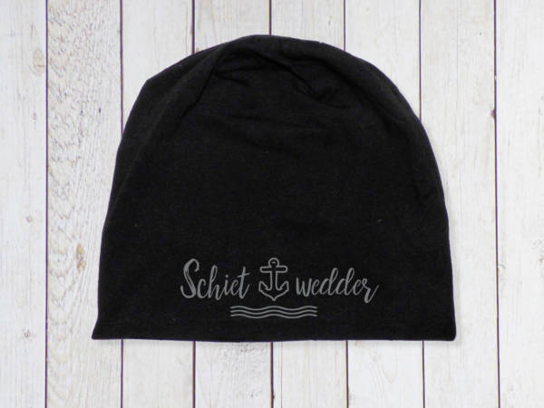 Maritimes Unisex 'Schietwedder' Beanie in Schwarz mit Anker