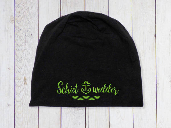 Maritimes Unisex 'Schietwedder' Beanie in Schwarz mit Anker