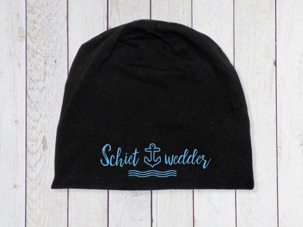 Maritimes Unisex 'Schietwedder' Beanie in Schwarz mit Anker