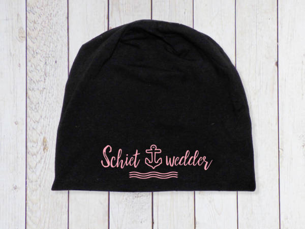 Maritimes Unisex 'Schietwedder' Beanie in Schwarz mit Anker