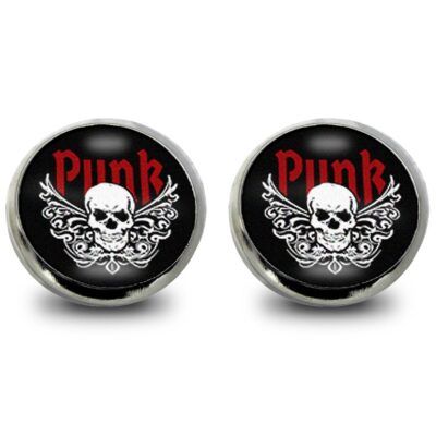 Punk Motiv Edelstahl Ohrstecker mit Totenkopf – 12mm