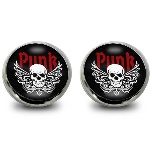 Punk Motiv Edelstahl Ohrstecker mit Totenkopf – 12mm