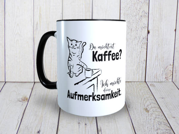 Lustiger Kaffeebecher mit Katzenmotiv und Spruch für Katzenliebhaber