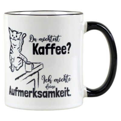 Lustiger Kaffeebecher mit Katzenmotiv und Spruch für Katzenliebhaber