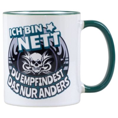Lustige Tasse aus Keramik mit Spruch ‘Ich bin nett du empfindest das nur anders’