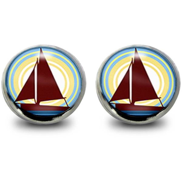 Segelboot Cabochon Edelstahl 12mm Ohrringe zum Stecken