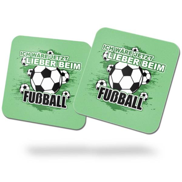 Lustige Tischdeko Fussball Untersetzer mit Spruch | Geschenk für Fussballfans, Fussballer | 2er Set | 9×9 cm