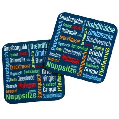 Typisch sächsische Geschenke Untersetzer | Lustig mit sächsischen Schimpfwörtern als Tischdeko | 2er Set
