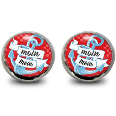 Moin Moin 12mm Ohrstecker mit Anker-Motiv und wählbarer Farbe