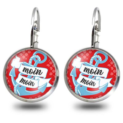 Ohranhänger 12mm mit Anker Motiv in auswählbarer Farbe